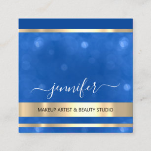Tarjeta De Visita Cuadrada Profesional Consulting Hairdresser Gold Blue