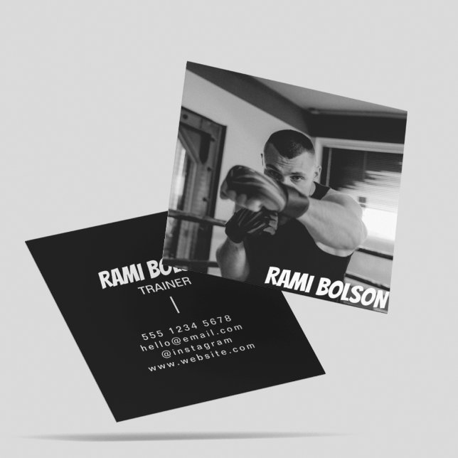 Tarjeta De Visita Cuadrada Profesional de fotografía moderna en blanco y negr (Subido por el creador)