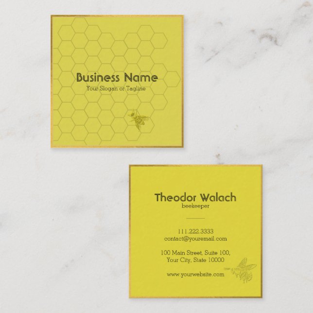 Tarjeta De Visita Cuadrada Profesional de la categoría Gold (Anverso / Reverso)