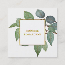 Tarjeta De Visita Cuadrada Profesional de la ecología de eucalipto acuarela
