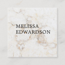 Tarjeta De Visita Cuadrada Profesional de mármol blanco elegante simple