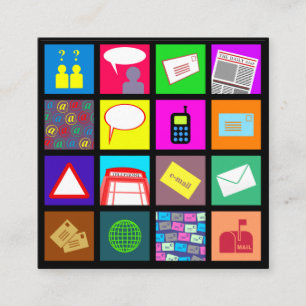 Tarjeta De Visita Cuadrada Profesional de plantillas de comunicación y tecno