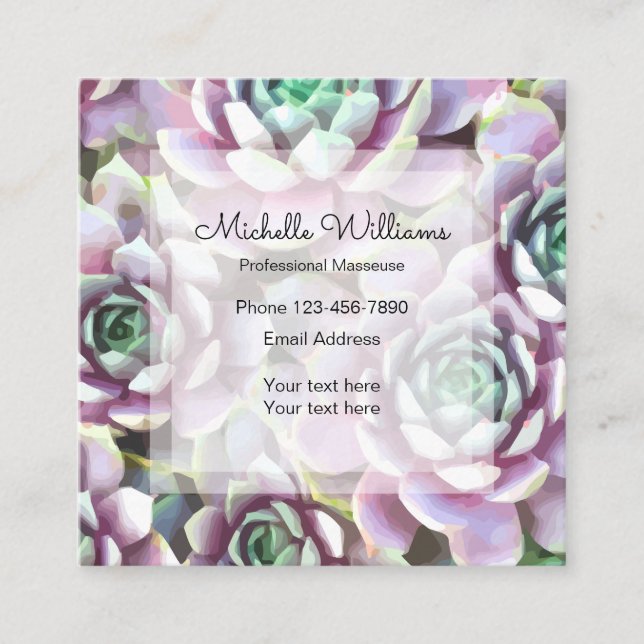 Tarjeta De Visita Cuadrada Profesional del masaje (Anverso)