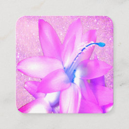 Tarjeta De Visita Cuadrada Profesional elegante floral del purpurina de