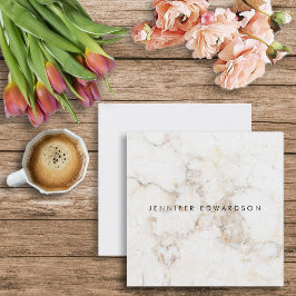 Tarjeta De Visita Cuadrada Profesional elegante y elegante de mármol blanco