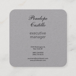 Tarjeta De Visita Cuadrada Profesional Gris Premium Moderno Simple Plain