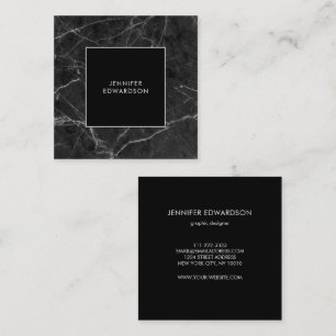 Tarjeta De Visita Cuadrada Profesional mármol negro elegante moderno