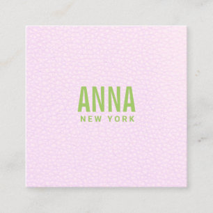 Tarjeta De Visita Cuadrada Profesional Moderno Cuero Rosa y Verde