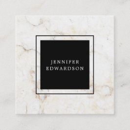 Tarjeta De Visita Cuadrada Profesional negro de mármol elegante simple del