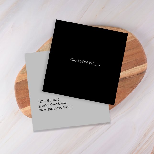 Tarjeta De Visita Cuadrada Profesional negro y gris moderno (Modern Black and Grey Professional Square Business Card)