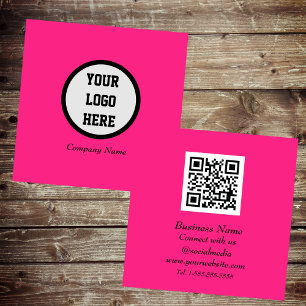 Tarjeta De Visita Cuadrada Profesional QR Código escaneado magenta rosa moder