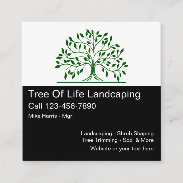 Tarjeta De Visita Cuadrada Profesional que ajardina la plantilla única del (Anverso)