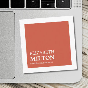 Tarjeta De Visita Cuadrada Profesional Simple Elegante Coral Blanco Consultor