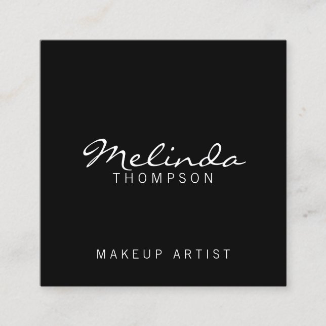 Tarjeta De Visita Cuadrada Profesional Simple Moderno Negro y Blanco (Anverso)