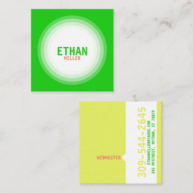 Tarjeta De Visita Cuadrada Profesional y personal actual (Anverso / Reverso)