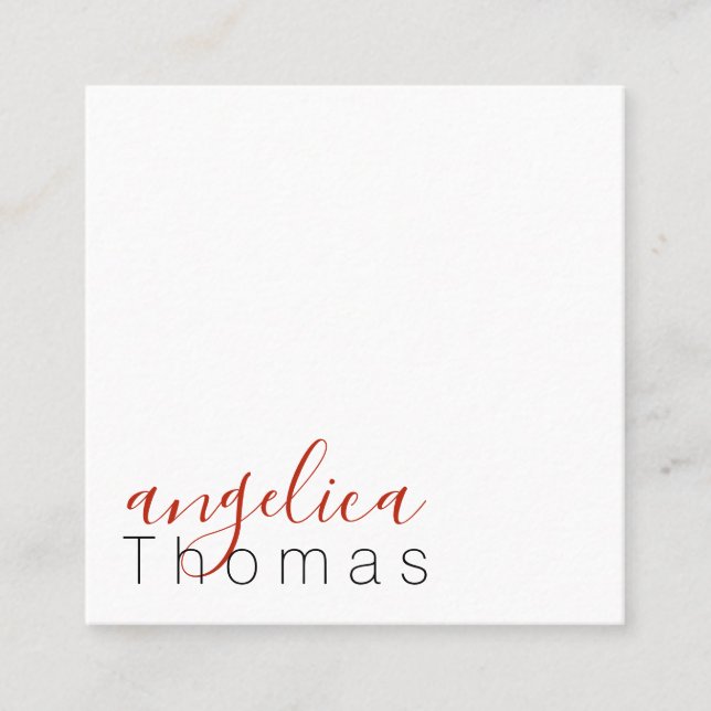 Tarjeta De Visita Cuadrada Profesionalmente Elegante (Rojo) (Anverso)