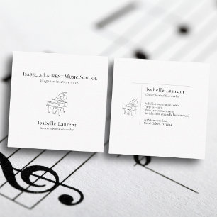 Tarjeta De Visita Cuadrada Profesor de música pianista minimalista