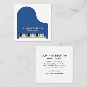 Tarjeta De Visita Cuadrada Profesor de Piano, Estudio de Música, Tutor de Pia