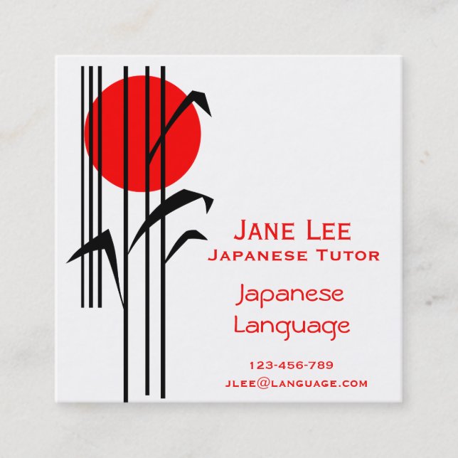 Tarjeta De Visita Cuadrada Profesora de japonés de idioma japonés (Anverso)