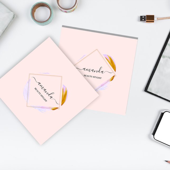 Tarjeta De Visita Cuadrada Professional Framed Gold Beauty Studio Logo Rose (Professional Framed Gold Beauty Studio Logo Rose Square Business Card)