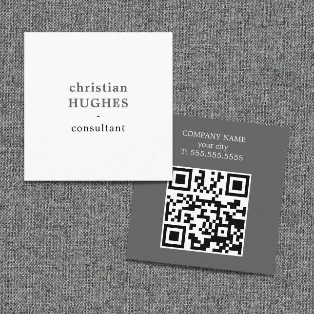 Tarjeta De Visita Cuadrada Professional Light Grey White Consultant QR code (Subido por el creador)