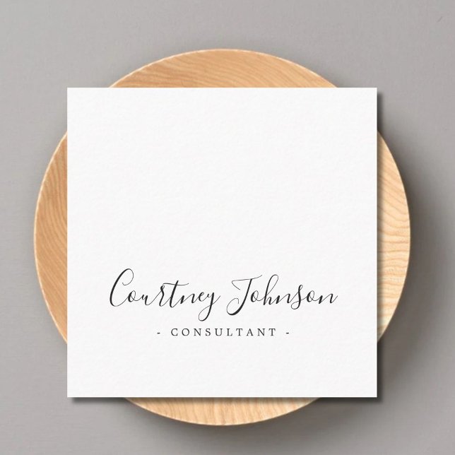 Tarjeta De Visita Cuadrada Professional Simple Elegant Black White Consultant (Subido por el creador)