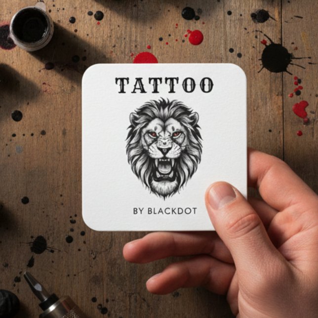 Tarjeta De Visita Cuadrada Professional Tattooist Creative Branding QR Code (Subido por el creador)