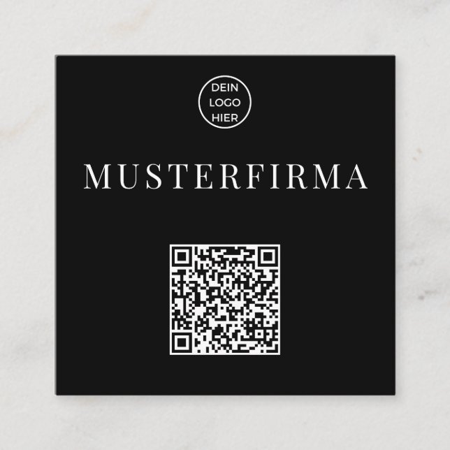 Tarjeta De Visita Cuadrada Professionelle Schwarz Weiße QR Code Visitenkarte (Anverso)