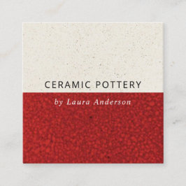 TARJETA DE VISITA CUADRADA PROFUNDA POTTERÍA CERAMICA ROJA GLAZADA TEXTURA ES