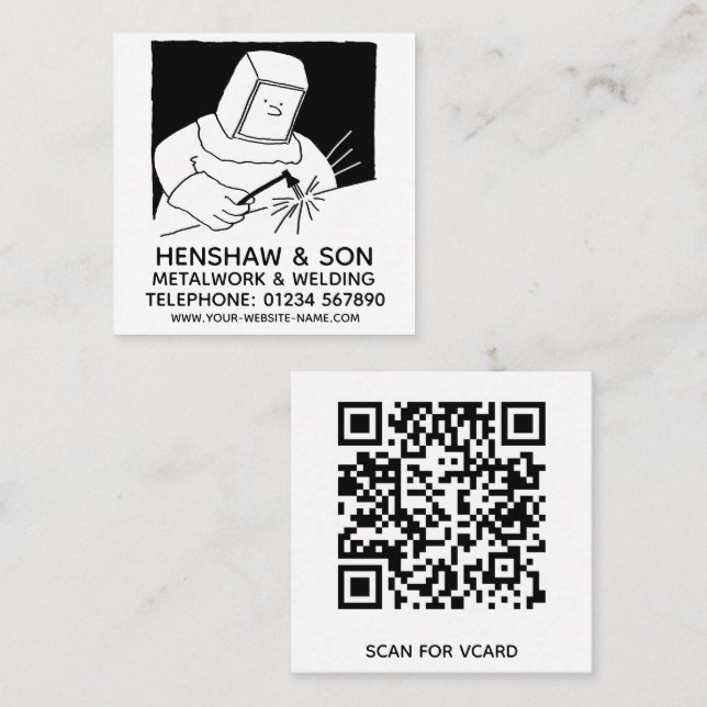 Tarjeta De Visita Cuadrada Promociones de metal y soldadura (Anverso / Reverso)