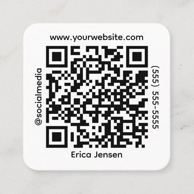 Tarjeta De Visita Cuadrada Propietario de código QR mínimo (Anverso)
