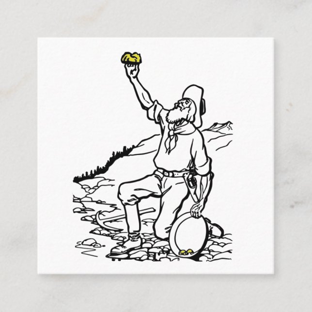 Tarjeta De Visita Cuadrada Prospector minero de oro de antaño (Anverso)
