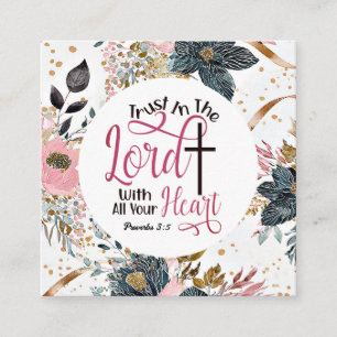 Tarjeta De Visita Cuadrada Proverbios 3:5 Confianza en el Verso de la Biblia