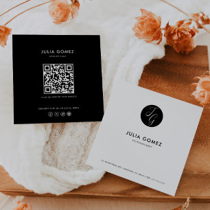 Tarjeta De Visita Cuadrada Psicólogo formal Minimalista blanco y negro