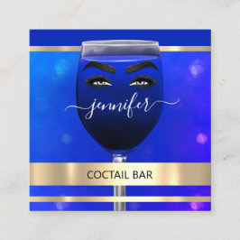 Tarjeta De Visita Cuadrada Pub Coctail Wine Bar Bebidas Restaurante Blue QRCO