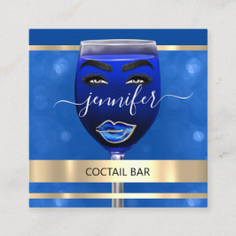 Tarjeta De Visita Cuadrada Pub Coctail Wine Bar Bebidas Restaurante Blue QRCO