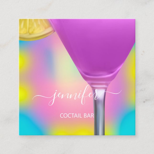 Tarjeta De Visita Cuadrada Pub Drams Bar Restaurant Logo Lounge Logo Rosa (Anverso)