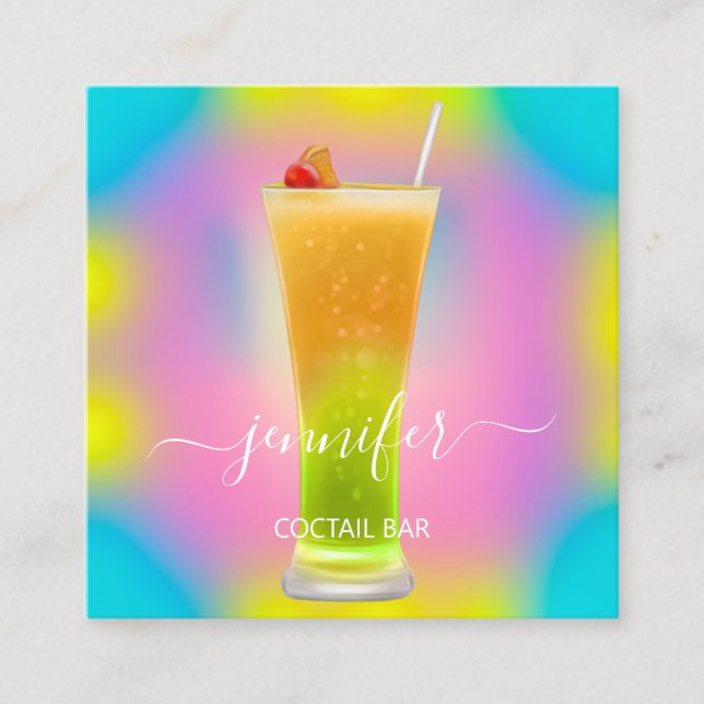 Tarjeta De Visita Cuadrada Pub Drinks Bar Restaurant Logo Lounge Logo Candy (Anverso)