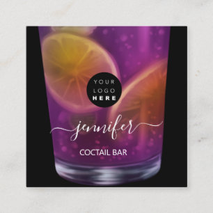 Tarjeta De Visita Cuadrada Pub Drinks Bar Restaurante Logotipo Salón Logo Vi