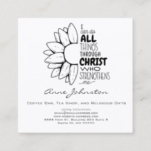 Tarjeta De Visita Cuadrada Puedo Hacer Todas Las Cosas De La Biblia Cita Flor