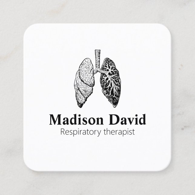 Tarjeta De Visita Cuadrada Pulmones mínimos del terapeuta respiratorio pulmon (Anverso)