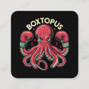Tarjeta De Visita Cuadrada Pulpo Boxeador - Boxtopus