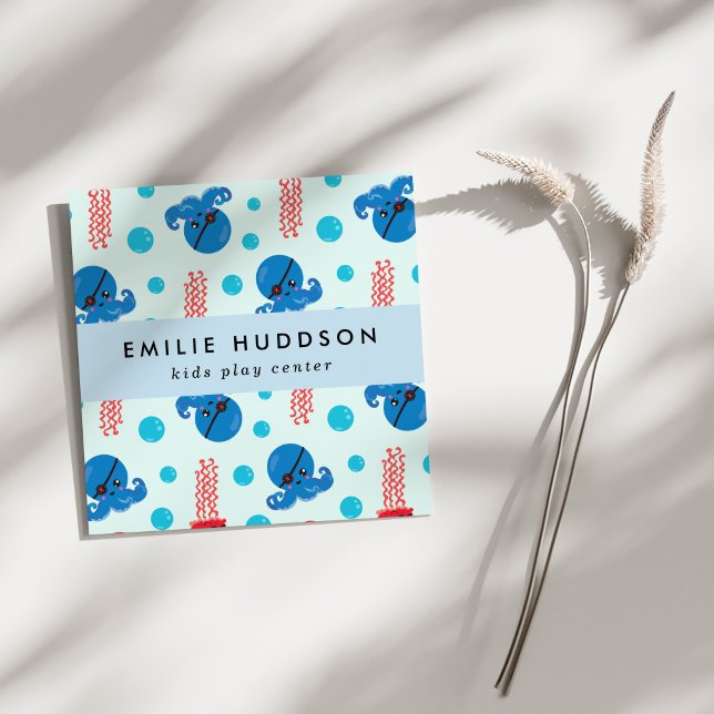 Tarjeta De Visita Cuadrada Pulpo pirata, medusa pirata, centro de actividad (Subido por el creador)