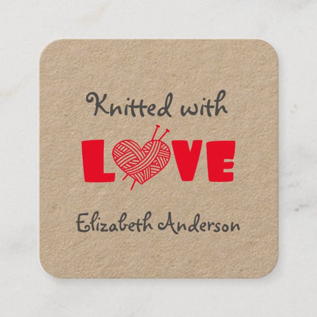 Tarjeta De Visita Cuadrada Punto con amor por nombre personalizado (Anverso)