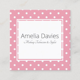 Tarjeta De Visita Cuadrada Punto de Polka Rosa bonito
