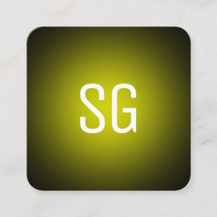 Tarjeta De Visita Cuadrada Punto suave - Iniciales - Amarillo sobre negro