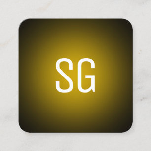 Tarjeta De Visita Cuadrada Punto suave - Iniciales - Ámbar en negro