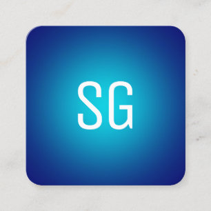 Tarjeta De Visita Cuadrada Punto suave - Iniciales - Cian sobre la marina pro