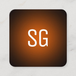 Tarjeta De Visita Cuadrada Punto suave - Iniciales - Naranja en negro
