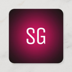 Tarjeta De Visita Cuadrada Punto suave - Iniciales - rojo neón sobre negro